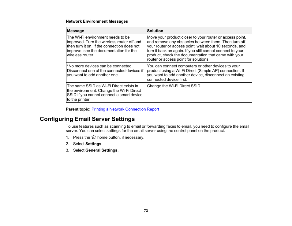 Configuring email server settings | Epson WorkForce Pro WF-7820 All-in-One Inkjet Printer User Manual | Page 73 / 393