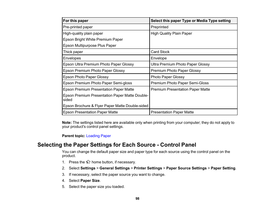 Epson WorkForce Pro WF-7820 All-in-One Inkjet Printer User Manual | Page 98 / 393