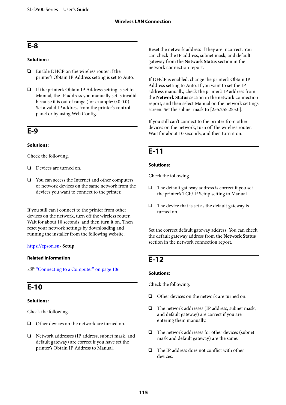E-10, E-11, E-12 | E-8 e-9 e-10 e-11 e-12 | Epson SureLab D570 Professional Minilab Photo Printer User Manual | Page 115 / 148