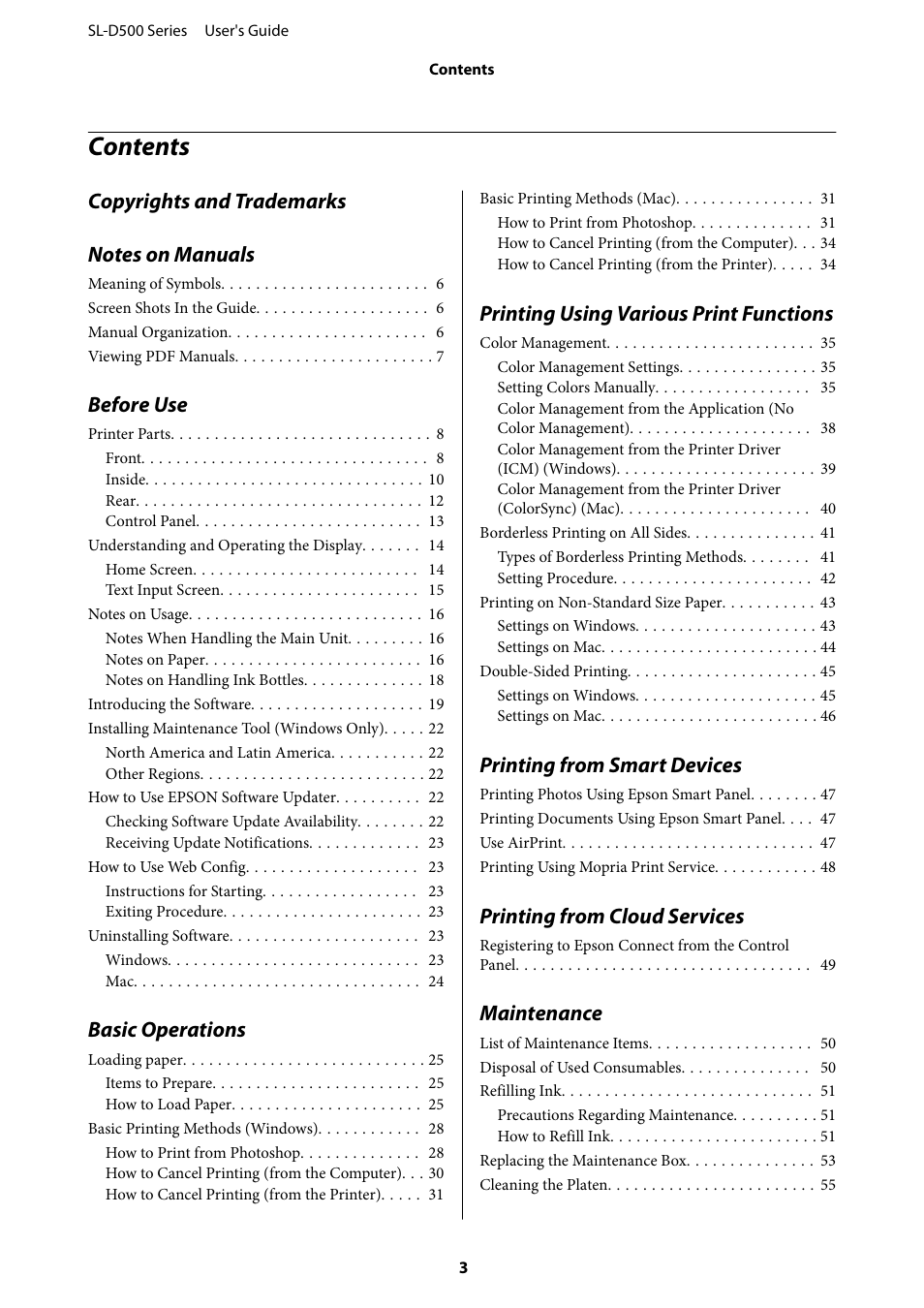 Epson SureLab D570 Professional Minilab Photo Printer User Manual | Page 3 / 148