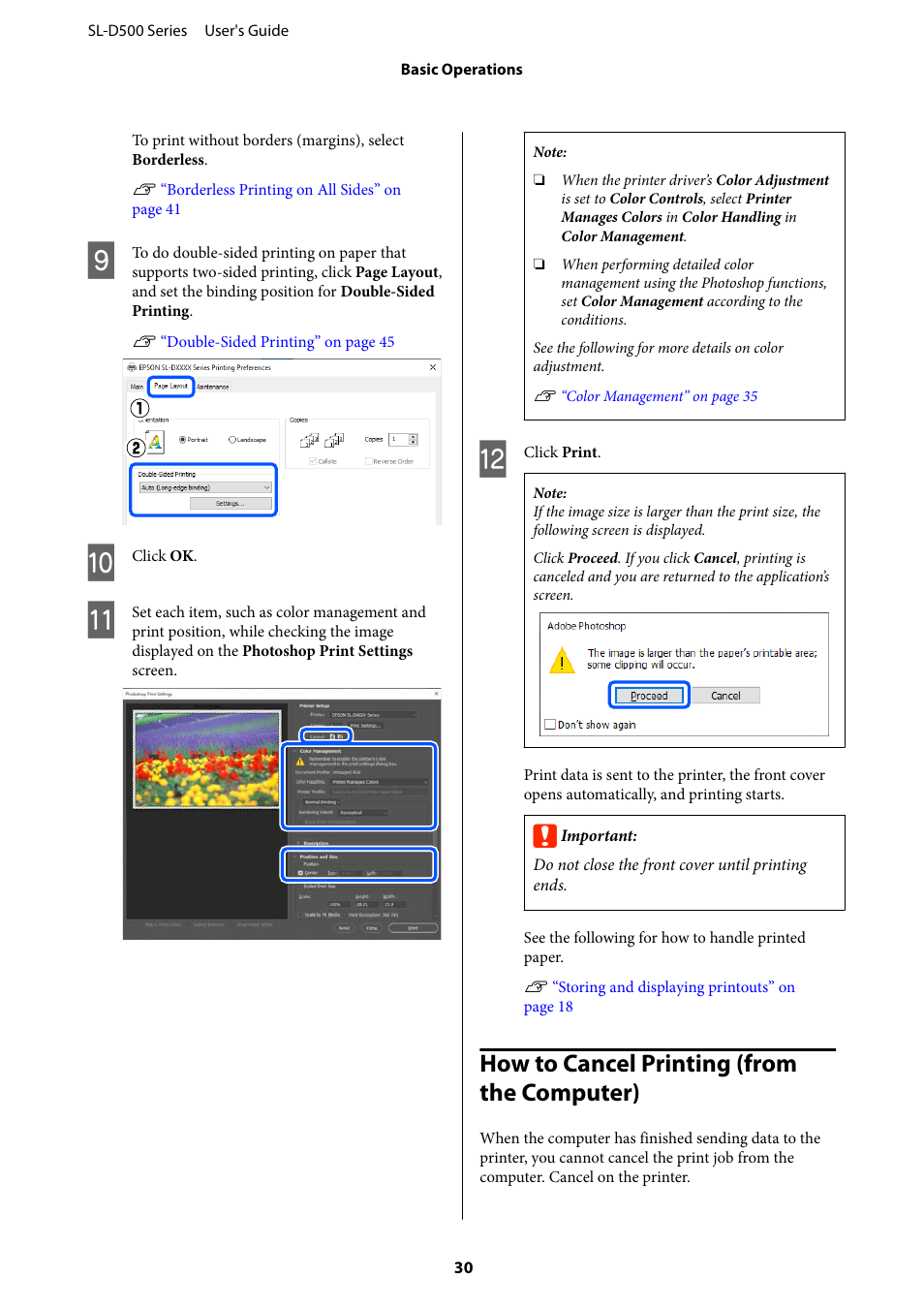 How to cancel printing (from the computer) | Epson SureLab D570 Professional Minilab Photo Printer User Manual | Page 30 / 148