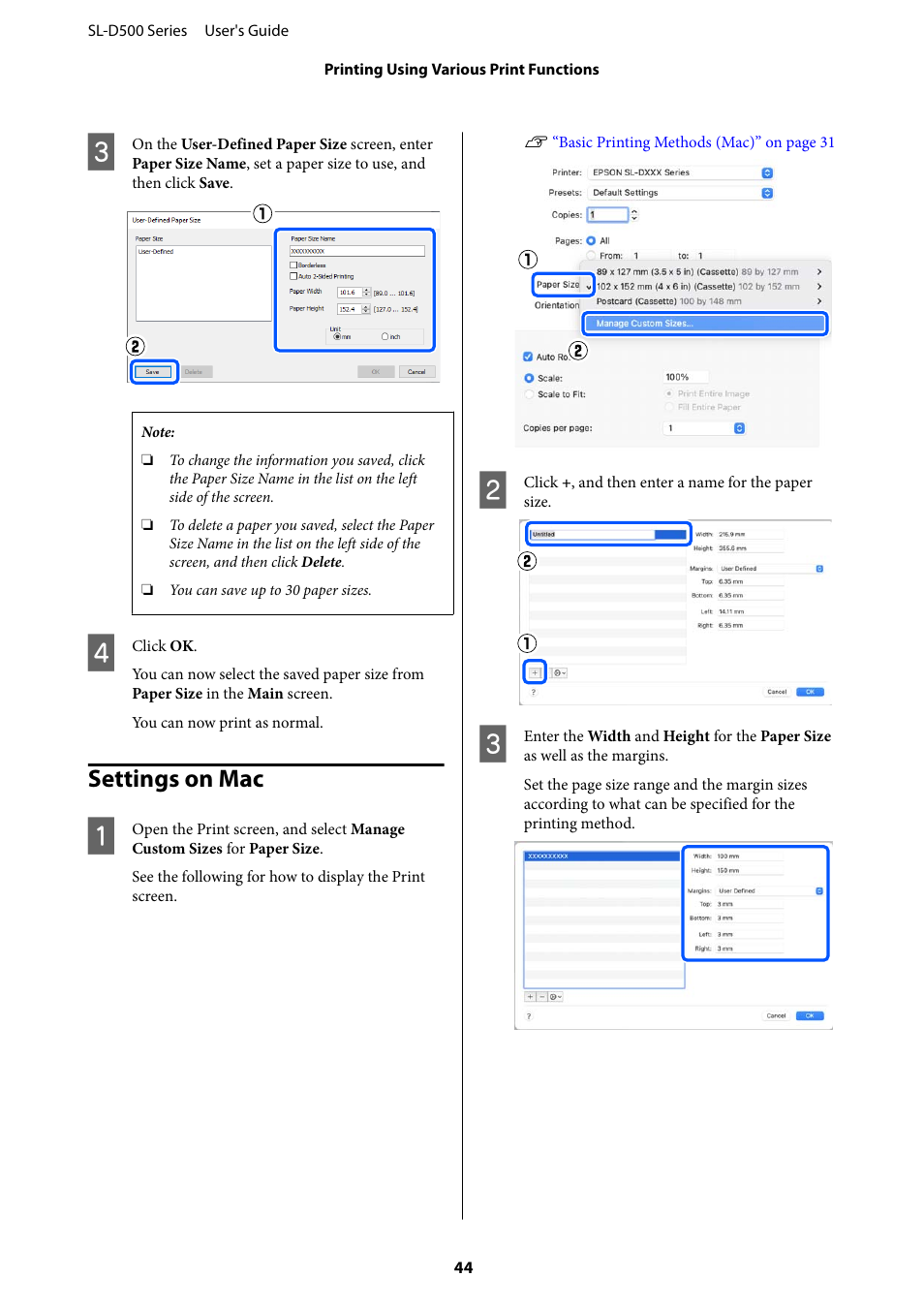 Settings on mac | Epson SureLab D570 Professional Minilab Photo Printer User Manual | Page 44 / 148