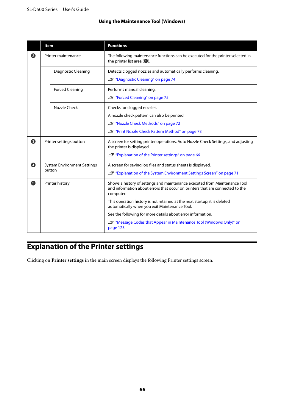 Explanation of the printer settings | Epson SureLab D570 Professional Minilab Photo Printer User Manual | Page 66 / 148