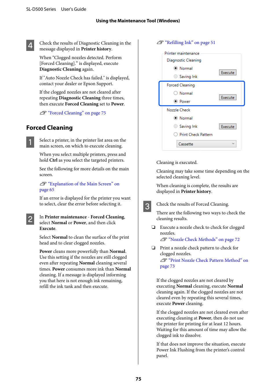 Forced cleaning | Epson SureLab D570 Professional Minilab Photo Printer User Manual | Page 75 / 148