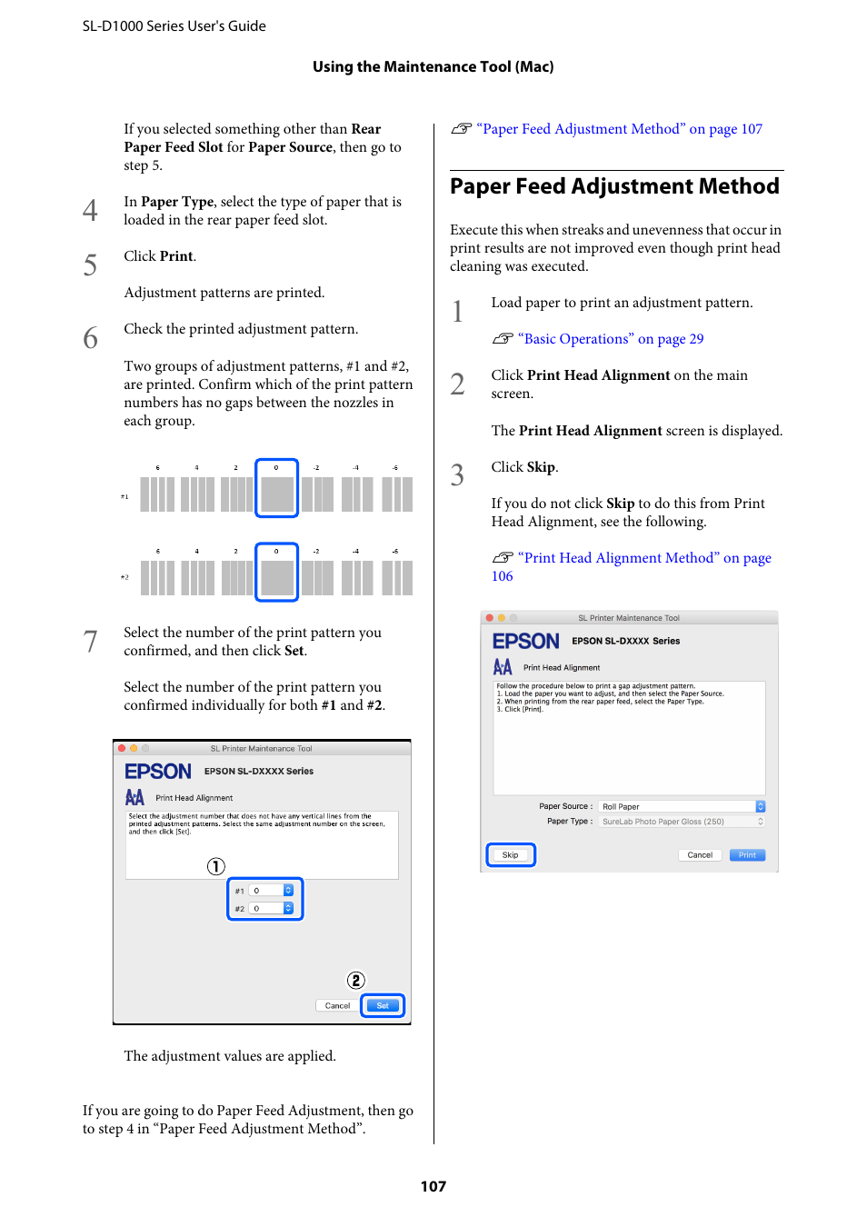 Paper feed adjustment method | Epson SureLab D1070 Professional Minilab Printer User Manual | Page 107 / 198