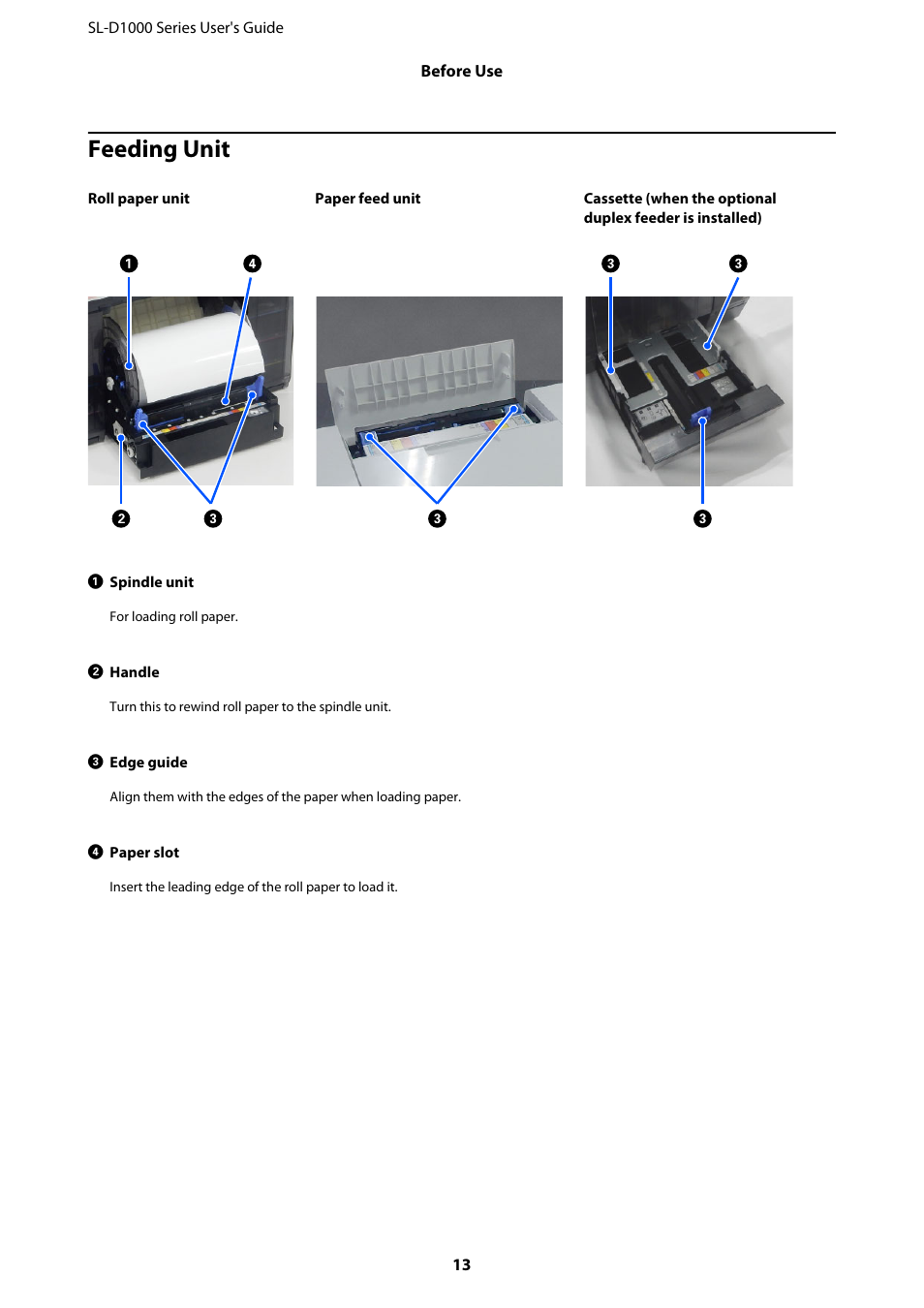 Feeding unit | Epson SureLab D1070 Professional Minilab Printer User Manual | Page 13 / 198