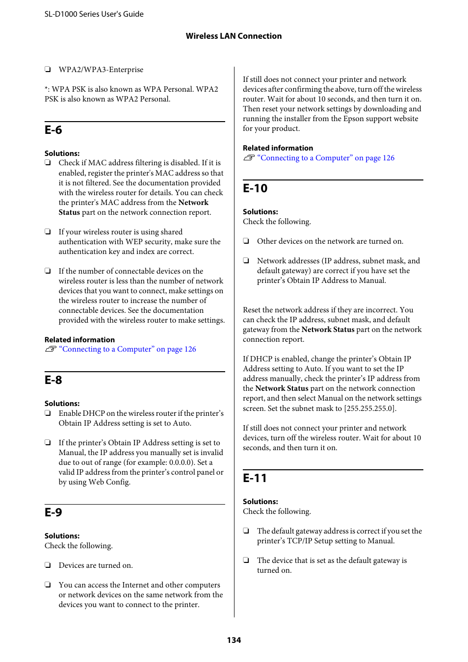 E-10, E-11, E-6 e-8 e-9 e-10 e-11 | Epson SureLab D1070 Professional Minilab Printer User Manual | Page 134 / 198