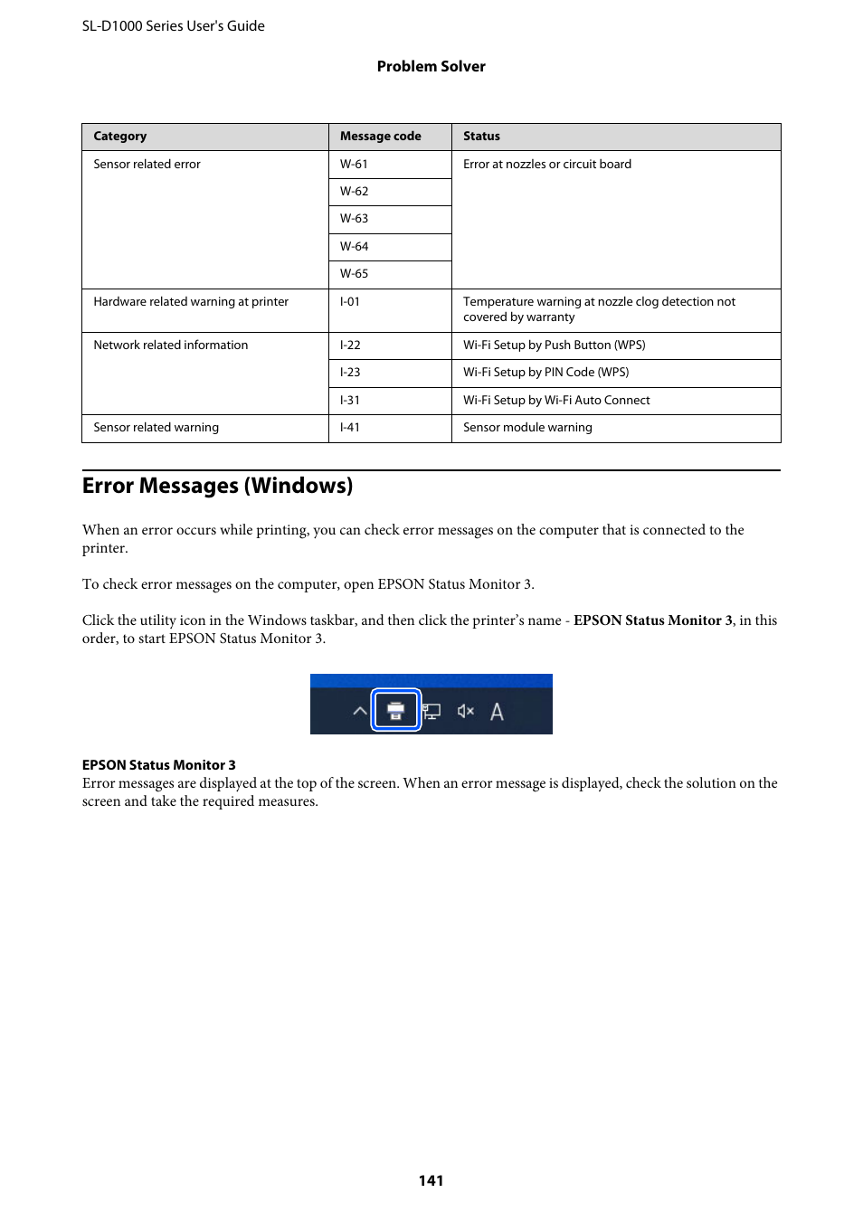 Error messages (windows) | Epson SureLab D1070 Professional Minilab Printer User Manual | Page 141 / 198