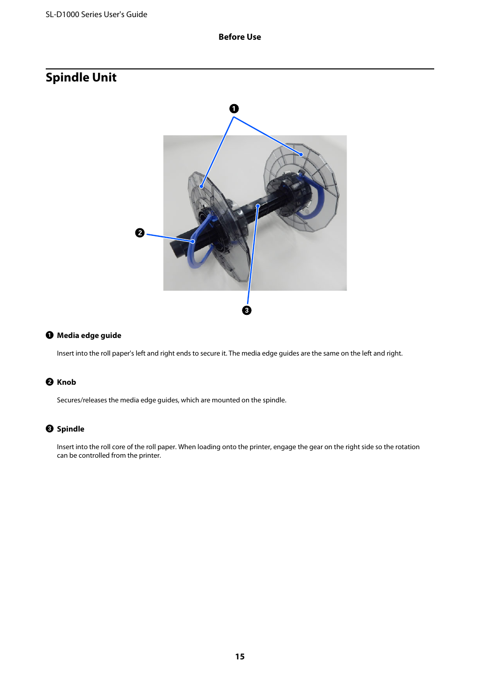 Spindle unit | Epson SureLab D1070 Professional Minilab Printer User Manual | Page 15 / 198