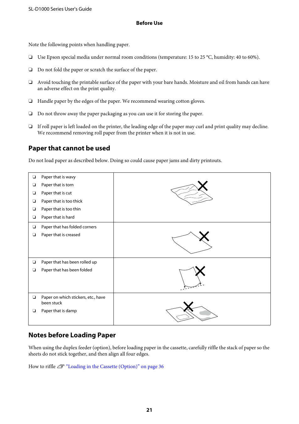 Paper that cannot be used | Epson SureLab D1070 Professional Minilab Printer User Manual | Page 21 / 198