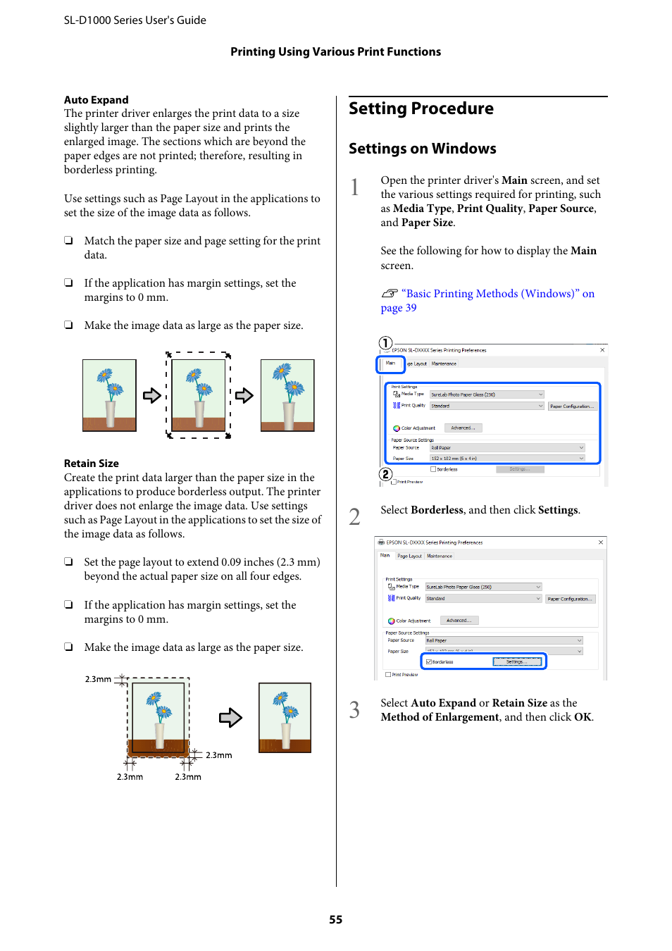 Setting procedure, Settings on windows | Epson SureLab D1070 Professional Minilab Printer User Manual | Page 55 / 198