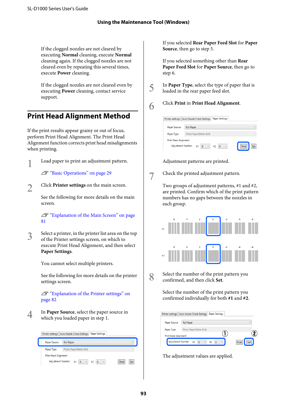 Print head alignment method, Print head alignment | Epson SureLab D1070 Professional Minilab Printer User Manual | Page 93 / 198