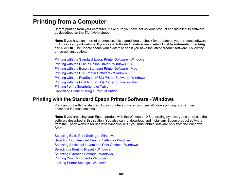 Printing from a computer | Epson EcoTank Pro ET-5150 Wireless All-in-One Supertank Printer User Manual | Page 107 / 387