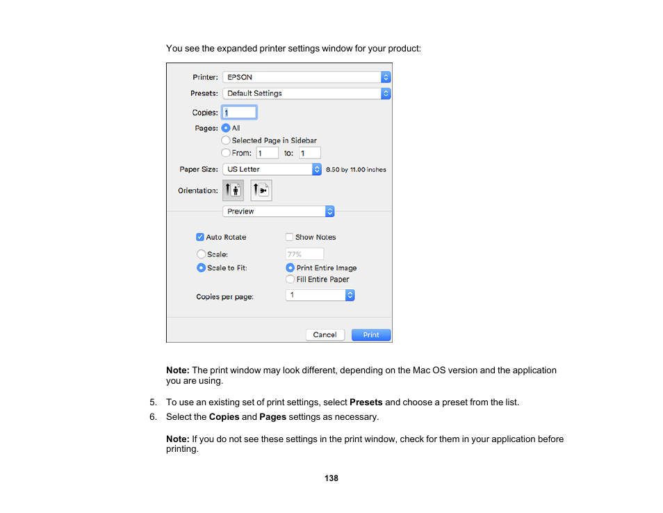 Epson EcoTank Pro ET-5150 Wireless All-in-One Supertank Printer User Manual | Page 138 / 387