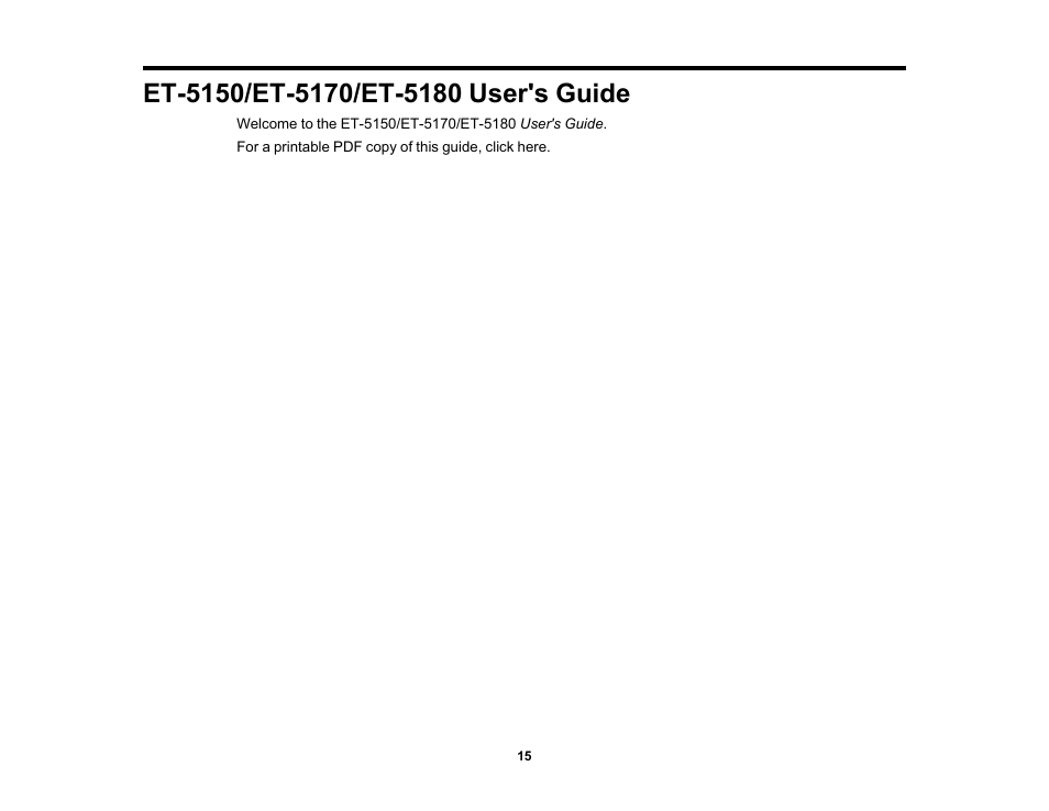 Et-5150/et-5170/et-5180 user's guide | Epson EcoTank Pro ET-5150 Wireless All-in-One Supertank Printer User Manual | Page 15 / 387