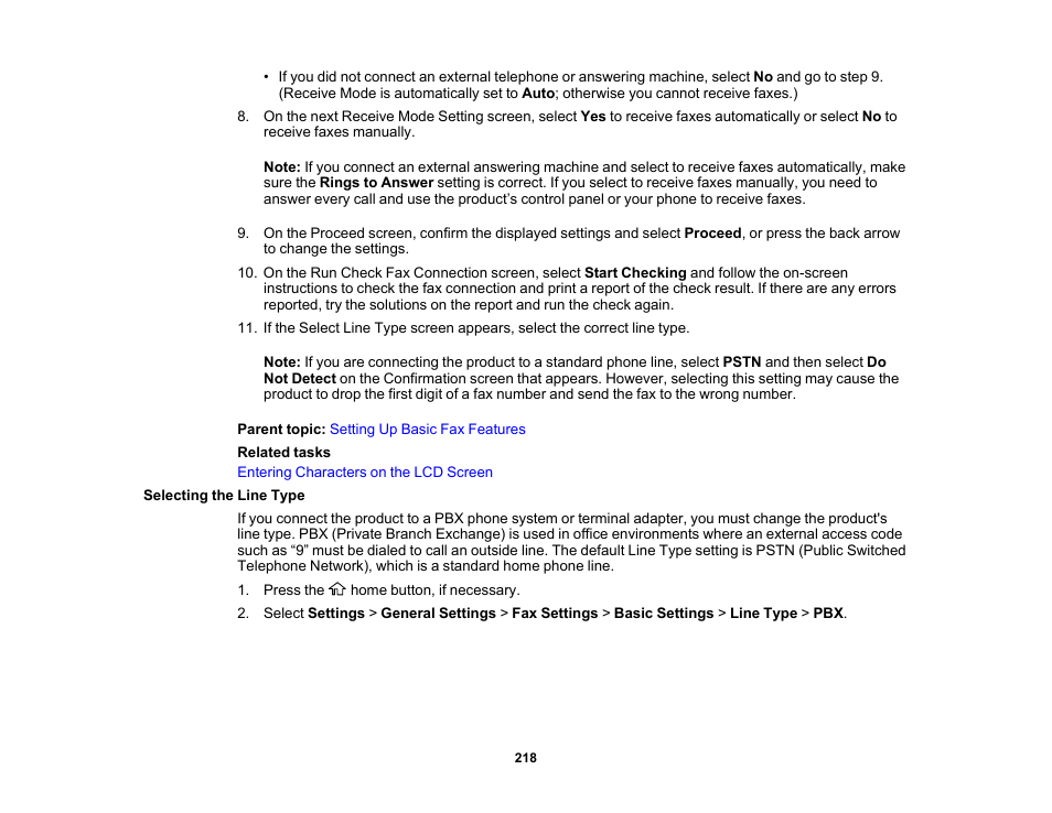 Selecting the line type | Epson EcoTank Pro ET-5150 Wireless All-in-One Supertank Printer User Manual | Page 218 / 387