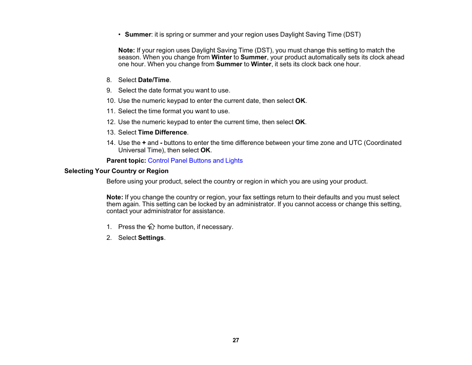 Selecting your country or region | Epson EcoTank Pro ET-5150 Wireless All-in-One Supertank Printer User Manual | Page 27 / 387