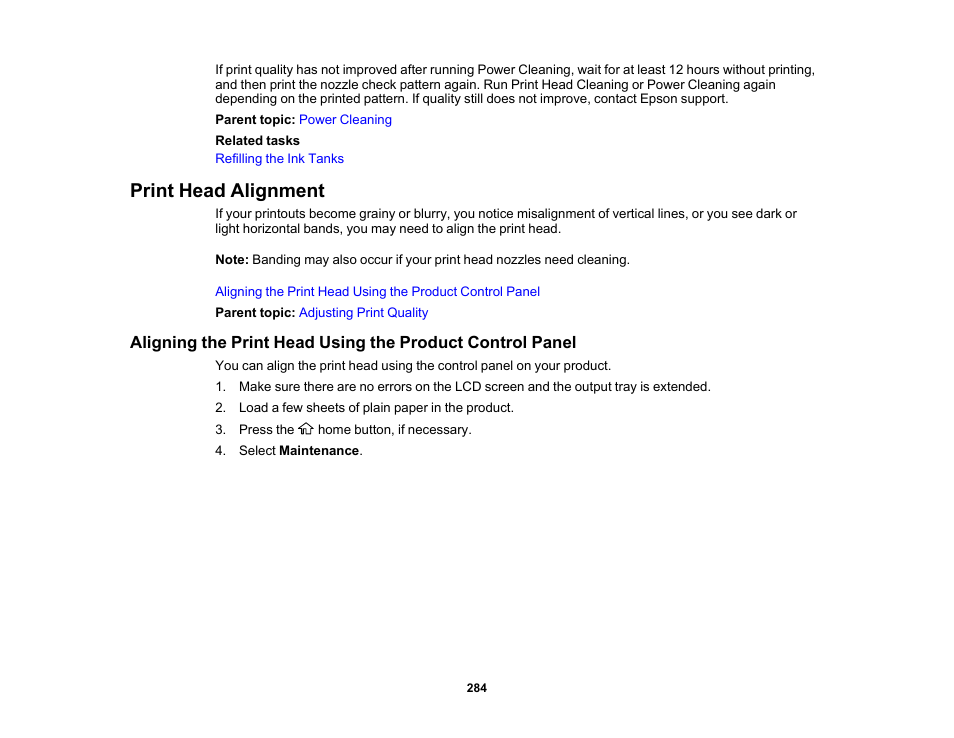Print head alignment | Epson EcoTank Pro ET-5150 Wireless All-in-One Supertank Printer User Manual | Page 284 / 387