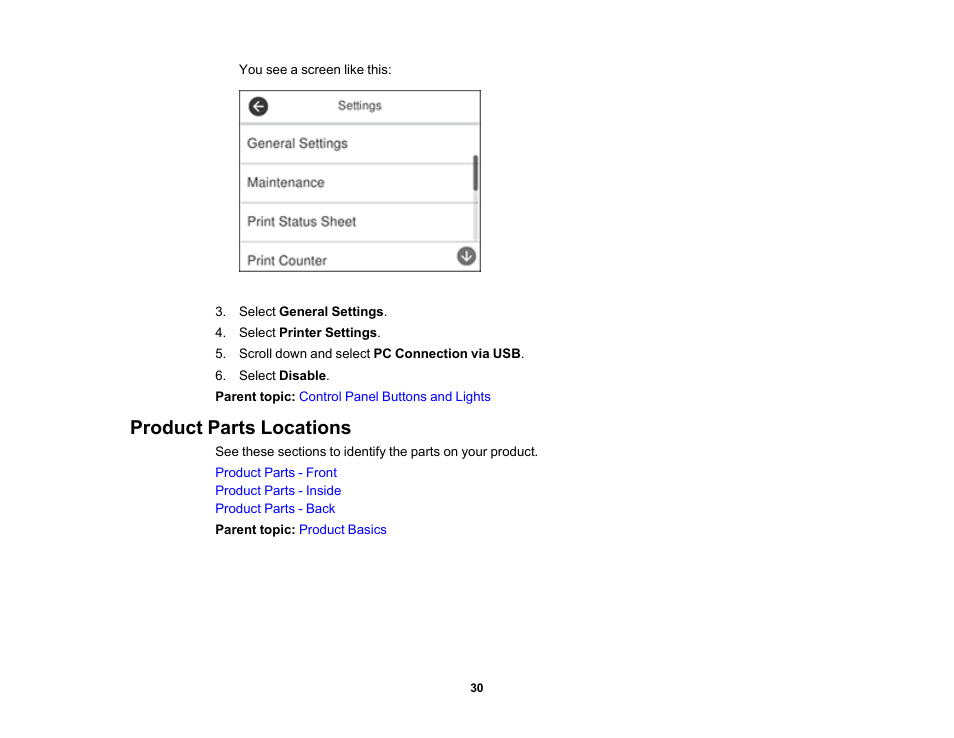 Product parts locations | Epson EcoTank Pro ET-5150 Wireless All-in-One Supertank Printer User Manual | Page 30 / 387