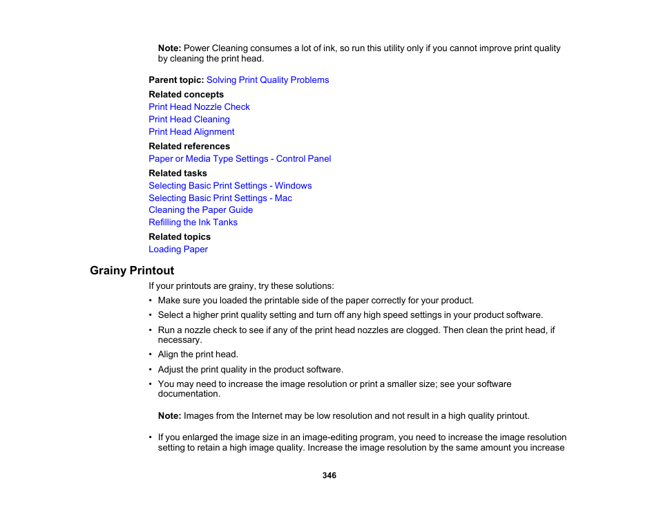 Grainy printout | Epson EcoTank Pro ET-5150 Wireless All-in-One Supertank Printer User Manual | Page 346 / 387