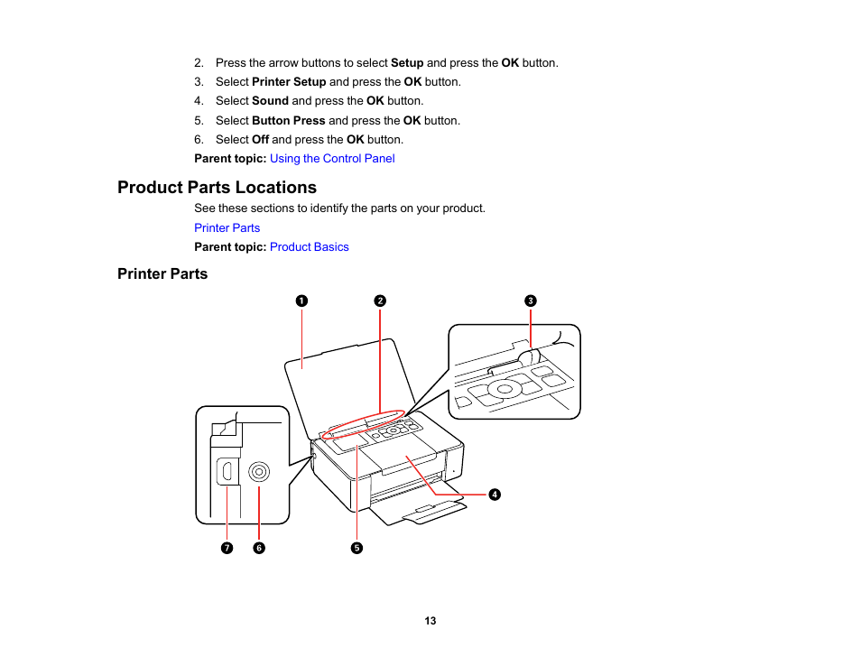 Product parts locations, Printer parts | Epson PictureMate PM-400 Personal Photo Lab User Manual | Page 13 / 164