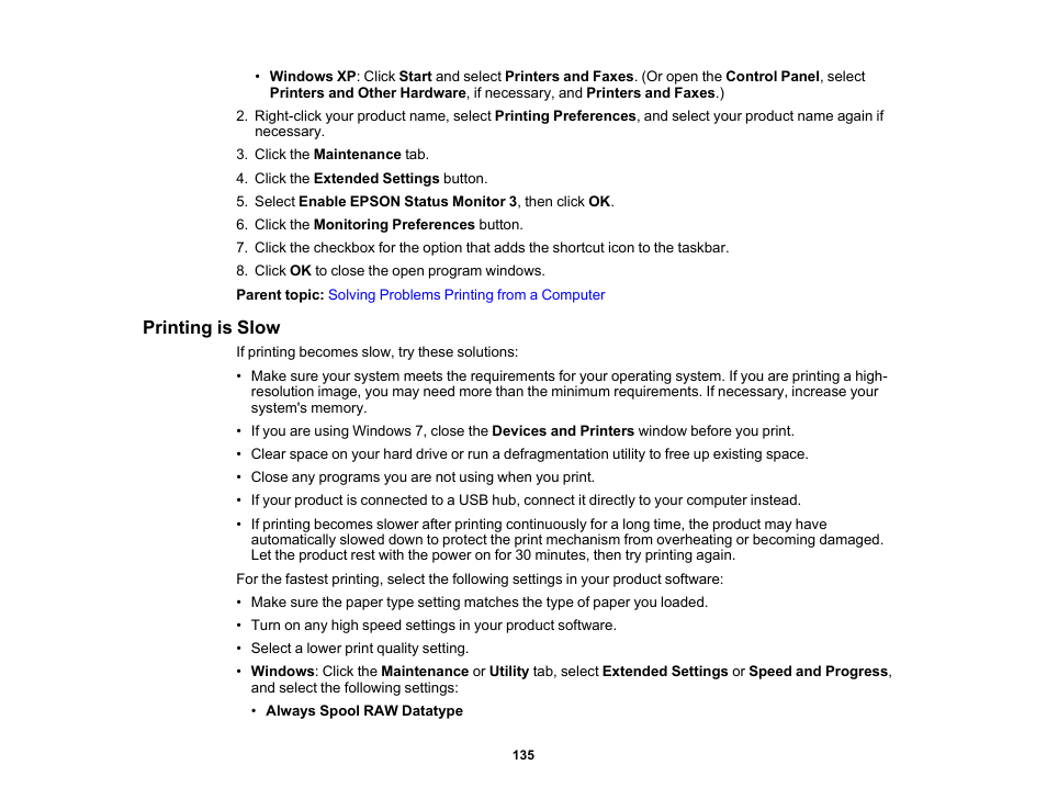 Printing is slow | Epson PictureMate PM-400 Personal Photo Lab User Manual | Page 135 / 164