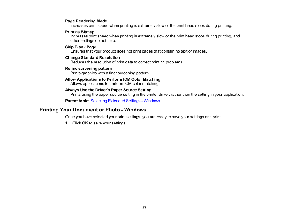 Printing your document or photo - windows | Epson PictureMate PM-400 Personal Photo Lab User Manual | Page 57 / 164