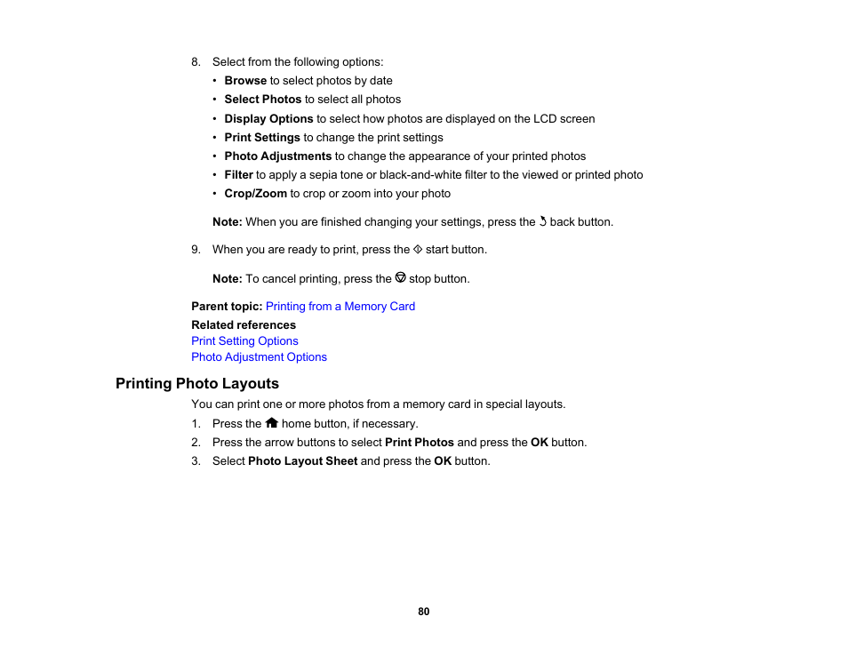 Printing photo layouts | Epson PictureMate PM-400 Personal Photo Lab User Manual | Page 80 / 164