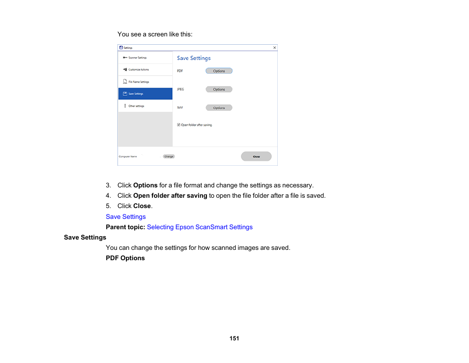 Save settings | Epson WorkForce WF-2960 Wireless All-in-One Color Inkjet Printer User Manual | Page 151 / 332
