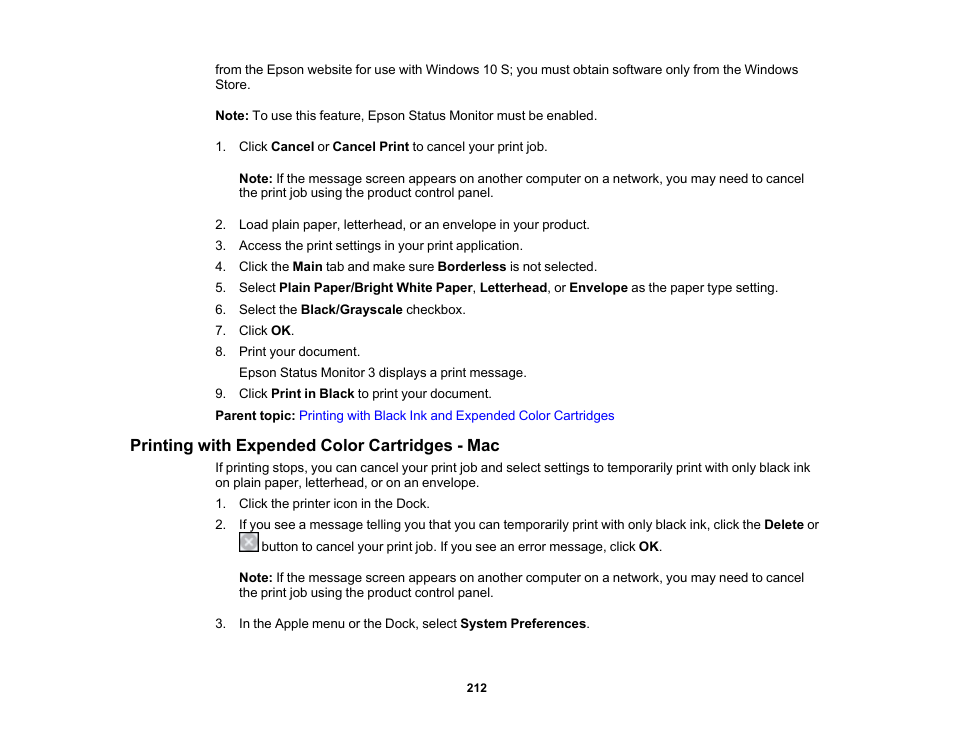 Printing with expended color cartridges - mac | Epson WorkForce WF-2960 Wireless All-in-One Color Inkjet Printer User Manual | Page 212 / 332