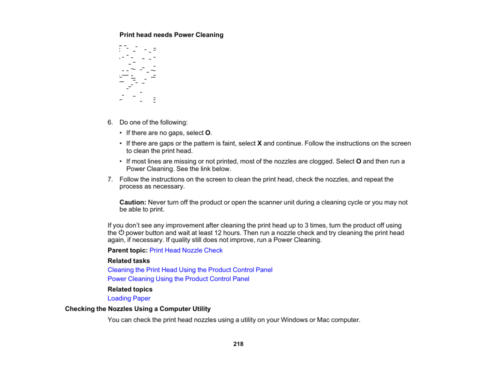 Checking the nozzles using a computer utility | Epson WorkForce WF-2960 Wireless All-in-One Color Inkjet Printer User Manual | Page 218 / 332