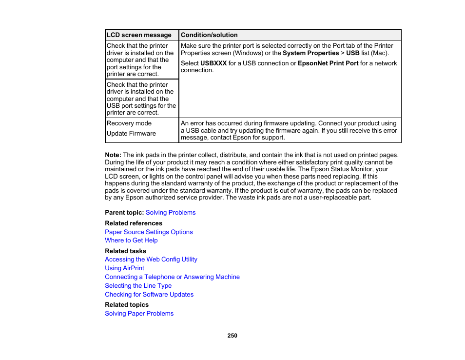 Epson WorkForce WF-2960 Wireless All-in-One Color Inkjet Printer User Manual | Page 250 / 332