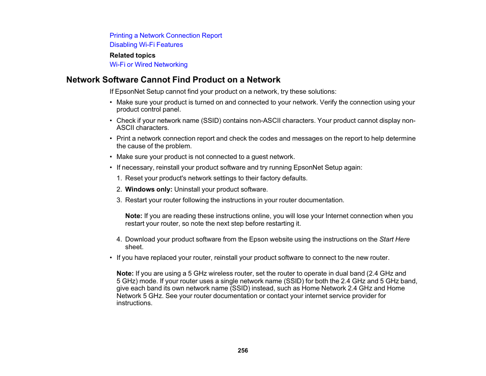 Network software cannot find product on a network | Epson WorkForce WF-2960 Wireless All-in-One Color Inkjet Printer User Manual | Page 256 / 332