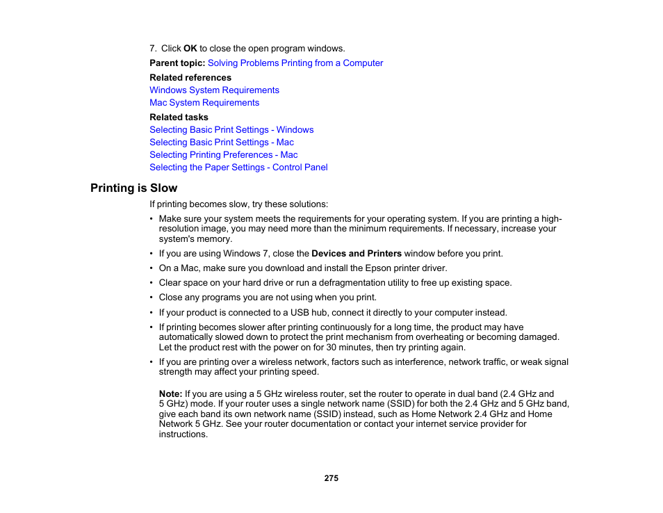 Printing is slow | Epson WorkForce WF-2960 Wireless All-in-One Color Inkjet Printer User Manual | Page 275 / 332