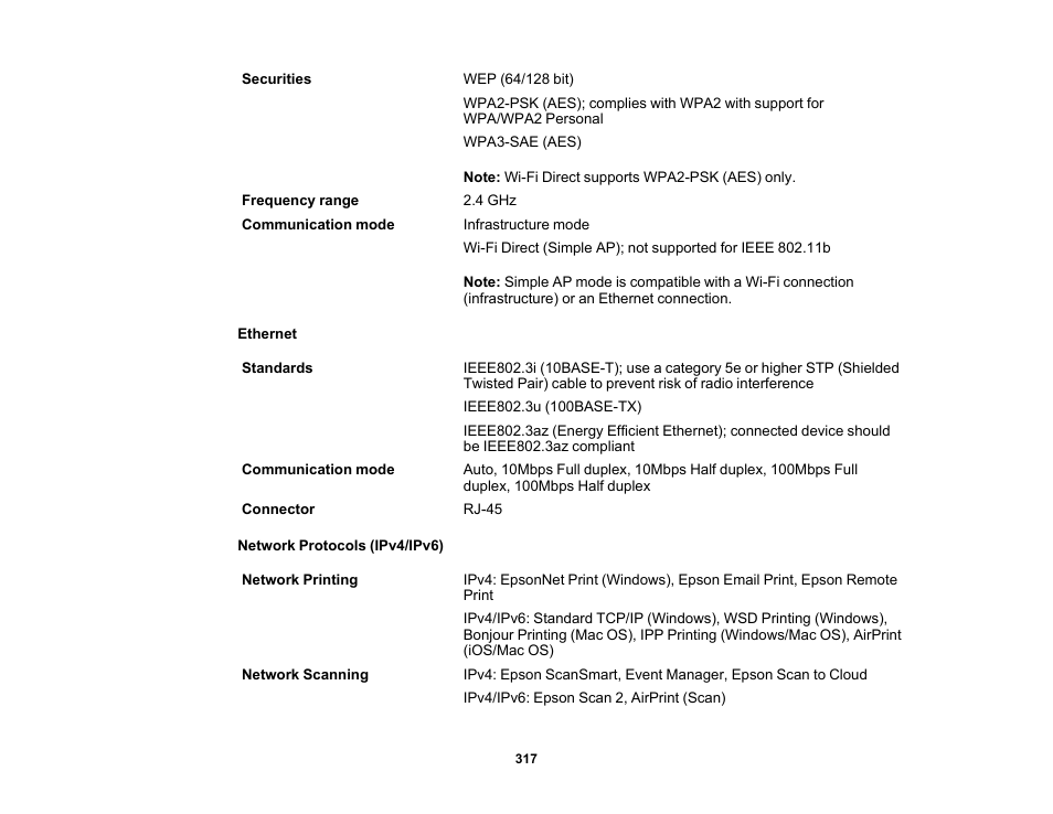 Epson WorkForce WF-2960 Wireless All-in-One Color Inkjet Printer User Manual | Page 317 / 332