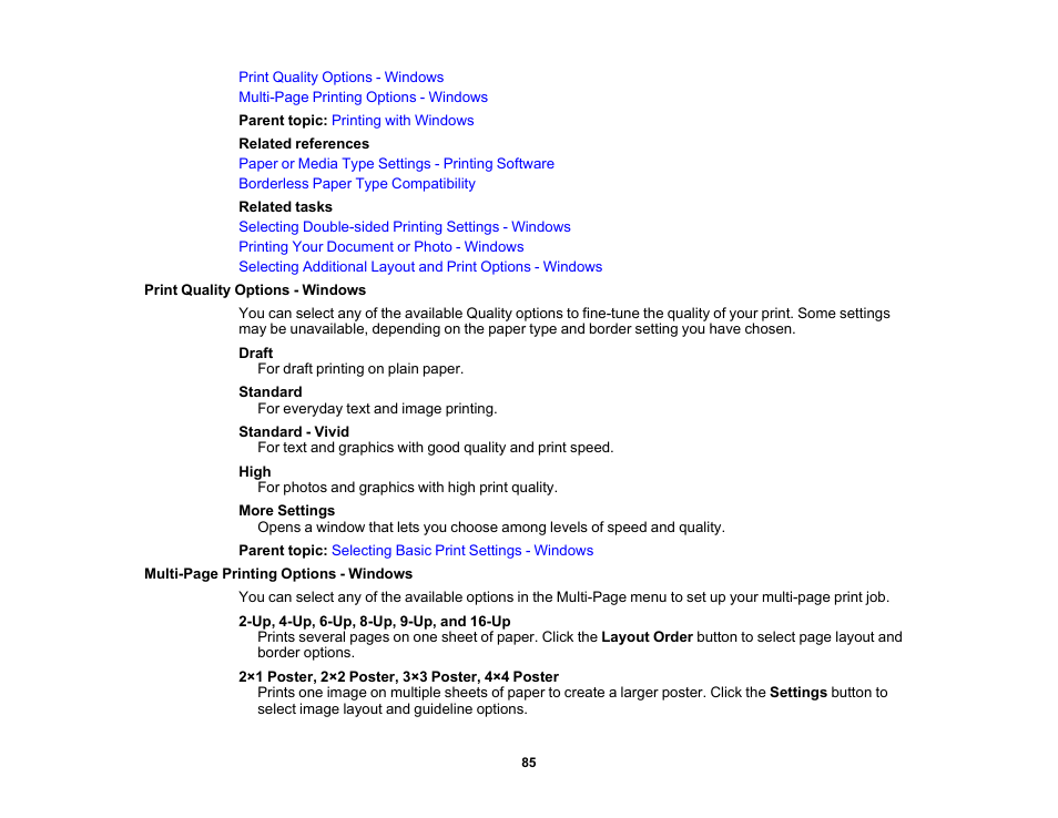 Print quality options - windows | Epson WorkForce WF-2960 Wireless All-in-One Color Inkjet Printer User Manual | Page 85 / 332