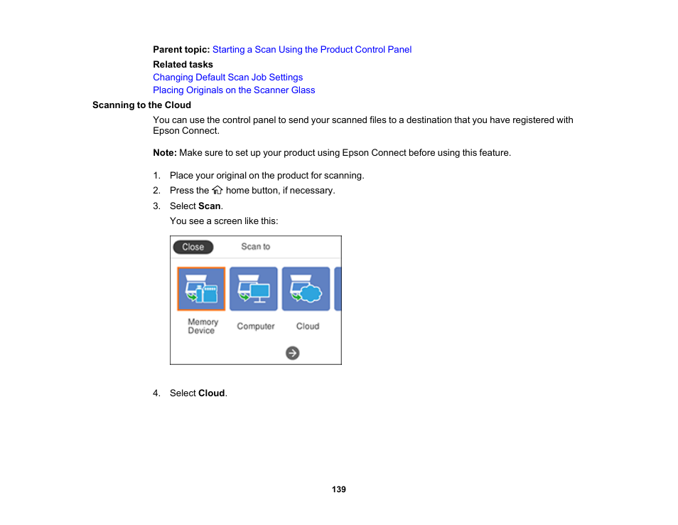 Scanning to the cloud | Epson Expression Premium XP-6100 All-in-One Printer User Manual | Page 139 / 334