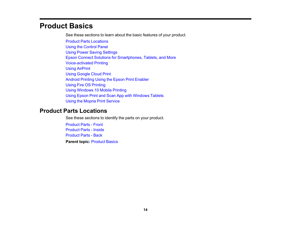 Product basics, Product parts locations | Epson Expression Premium XP-6100 All-in-One Printer User Manual | Page 14 / 334