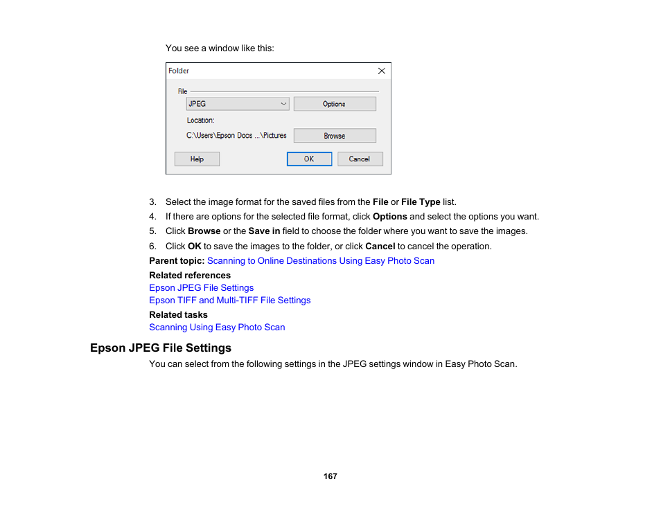 Epson jpeg file settings | Epson Expression Premium XP-6100 All-in-One Printer User Manual | Page 167 / 334