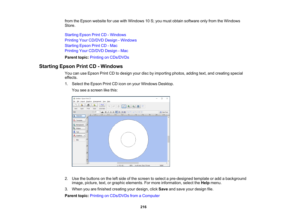 Starting epson print cd - windows | Epson Expression Premium XP-6100 All-in-One Printer User Manual | Page 216 / 334