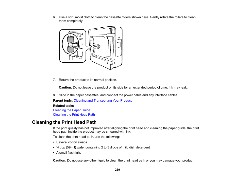 Cleaning the print head path | Epson Expression Premium XP-6100 All-in-One Printer User Manual | Page 259 / 334