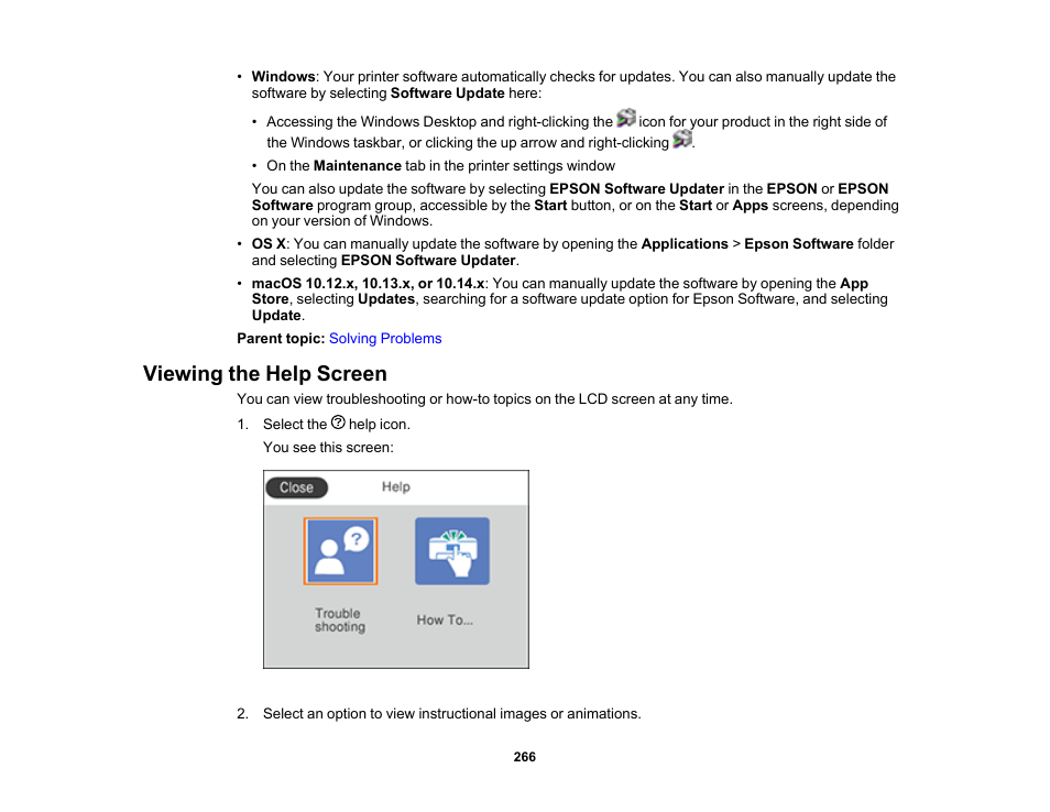 Viewing the help screen | Epson Expression Premium XP-6100 All-in-One Printer User Manual | Page 266 / 334