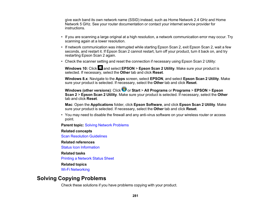 Solving copying problems | Epson Expression Premium XP-6100 All-in-One Printer User Manual | Page 281 / 334