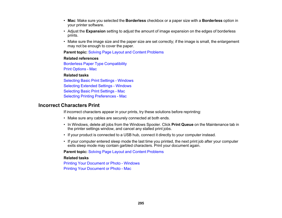 Incorrect characters print | Epson Expression Premium XP-6100 All-in-One Printer User Manual | Page 295 / 334