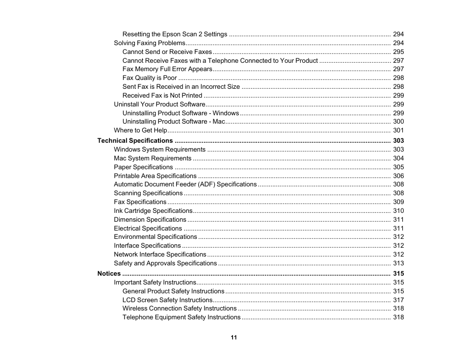 Epson WorkForce WF-2930 Wireless All-in-One Color Inkjet Printer User Manual | Page 11 / 327