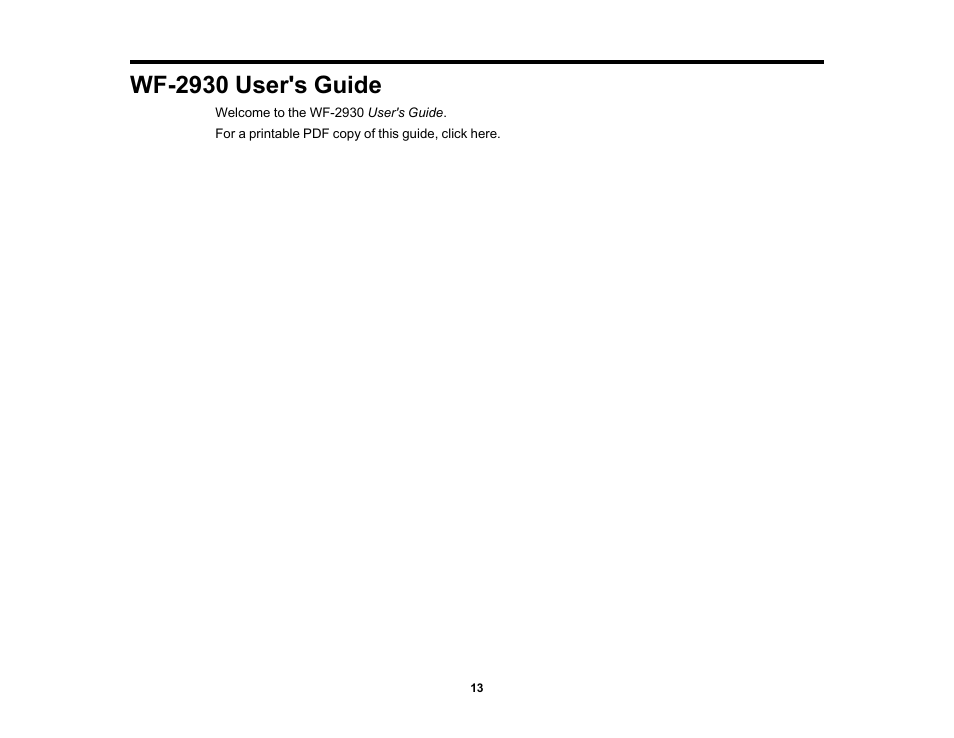 Wf-2930 user's guide | Epson WorkForce WF-2930 Wireless All-in-One Color Inkjet Printer User Manual | Page 13 / 327