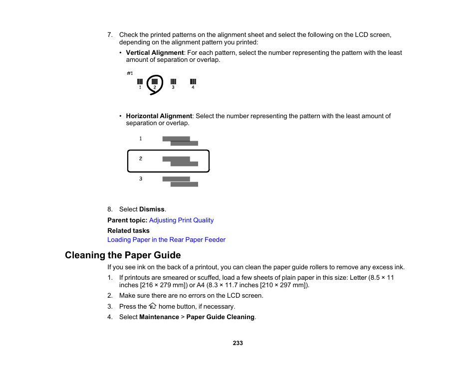 Cleaning the paper guide | Epson WorkForce WF-2930 Wireless All-in-One Color Inkjet Printer User Manual | Page 233 / 327