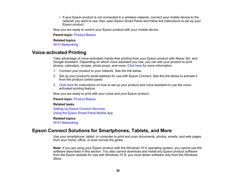 Voice-activated printing | Epson WorkForce WF-2930 Wireless All-in-One Color Inkjet Printer User Manual | Page 28 / 327