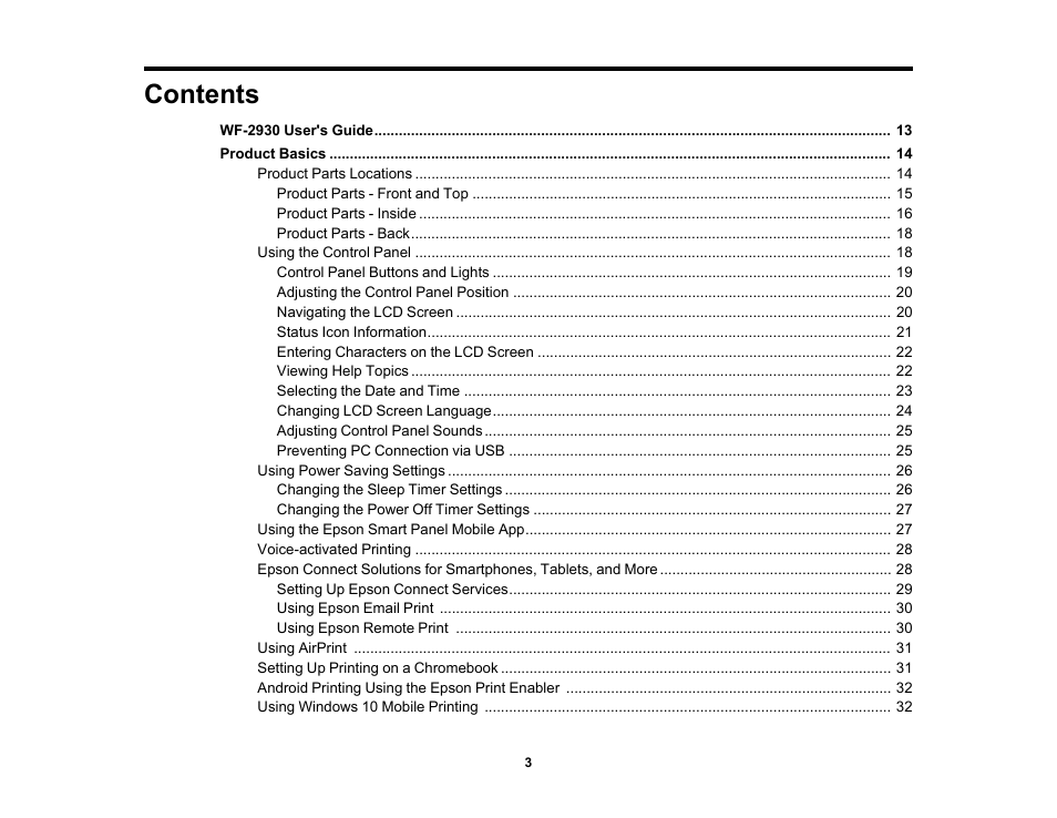 Epson WorkForce WF-2930 Wireless All-in-One Color Inkjet Printer User Manual | Page 3 / 327