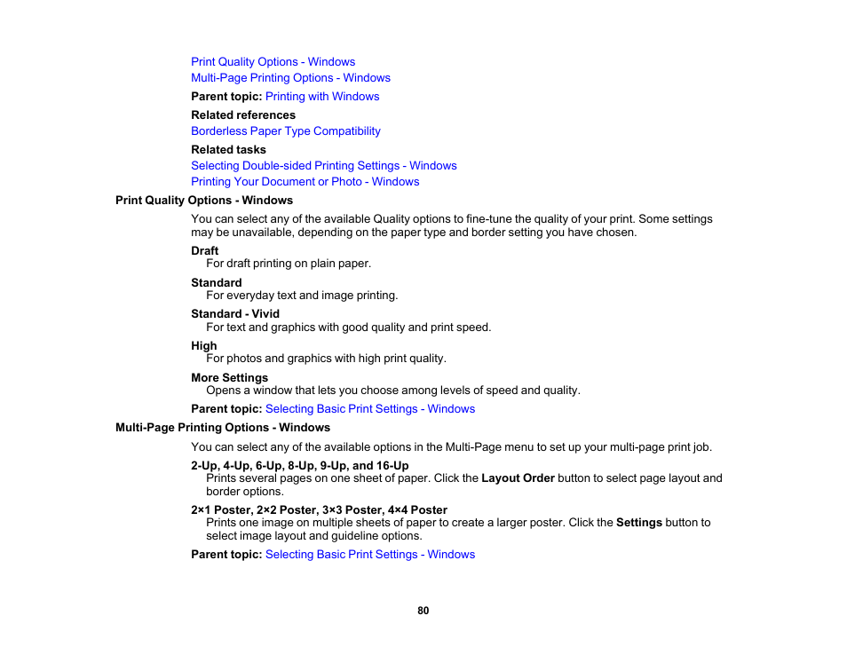 Print quality options - windows | Epson WorkForce WF-2930 Wireless All-in-One Color Inkjet Printer User Manual | Page 80 / 327